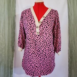 Haptics Pink Black Animal Print Wood Buttons Stretch Size Small